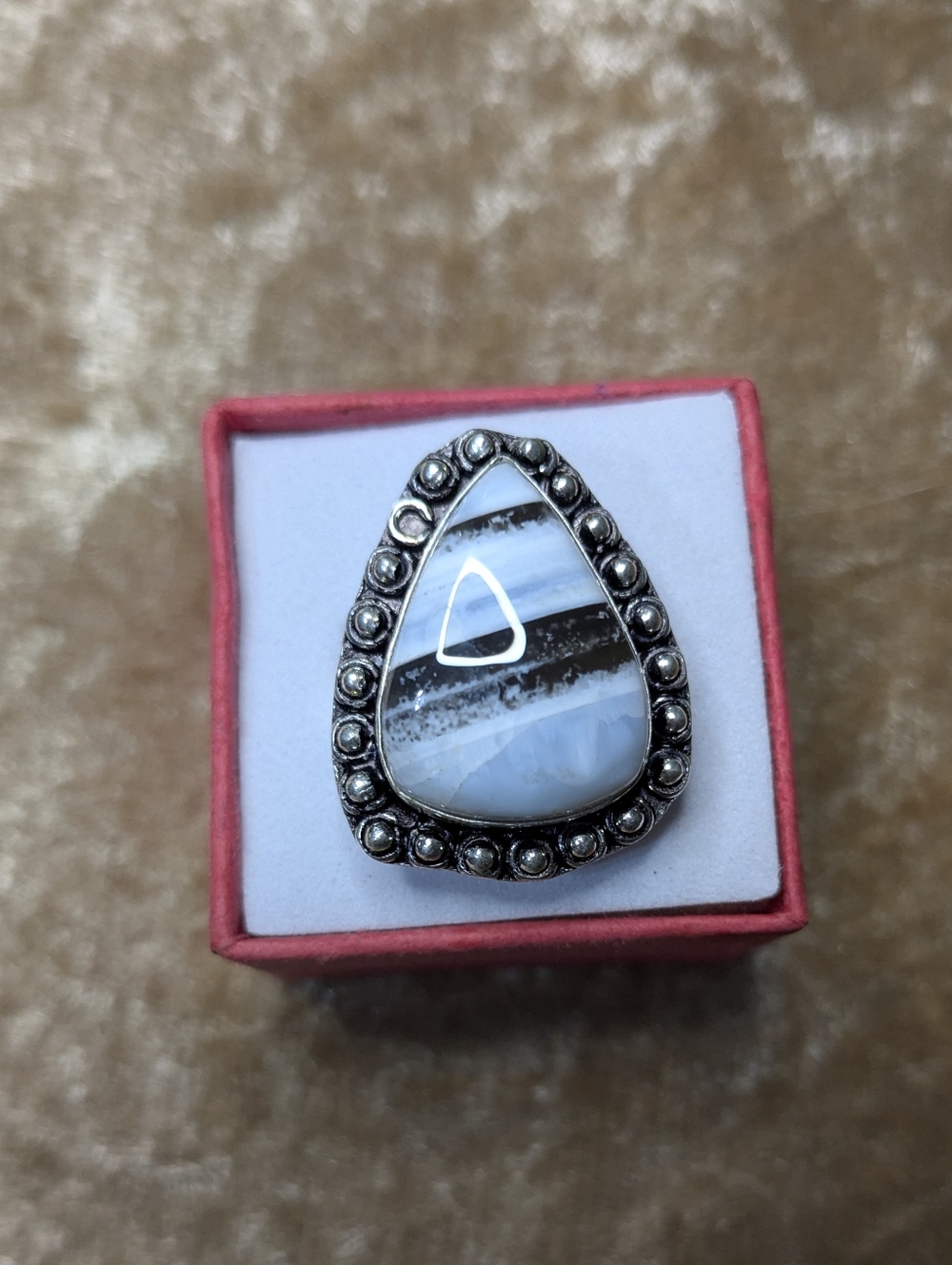 Artisanal Owyhee Blue Opal Chunky Teardrop Ring (9.5)